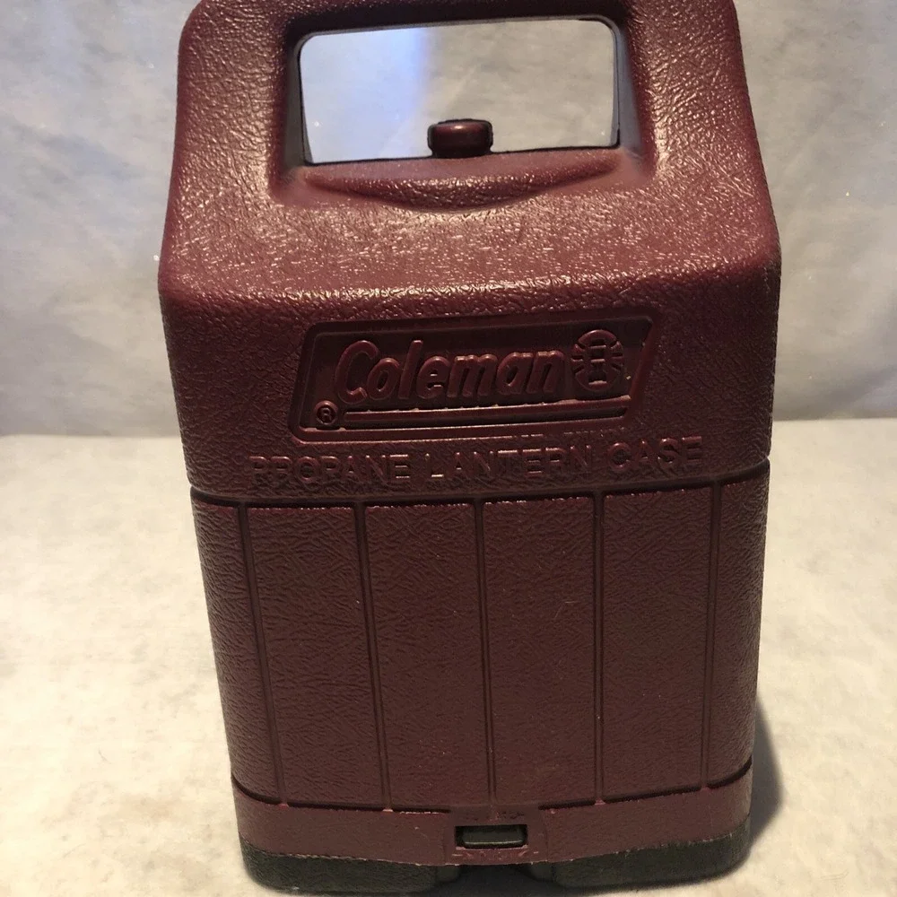 Coleman Propane Lantern Case Red Plastic Two Piece Made In USA Camping Gear Used
